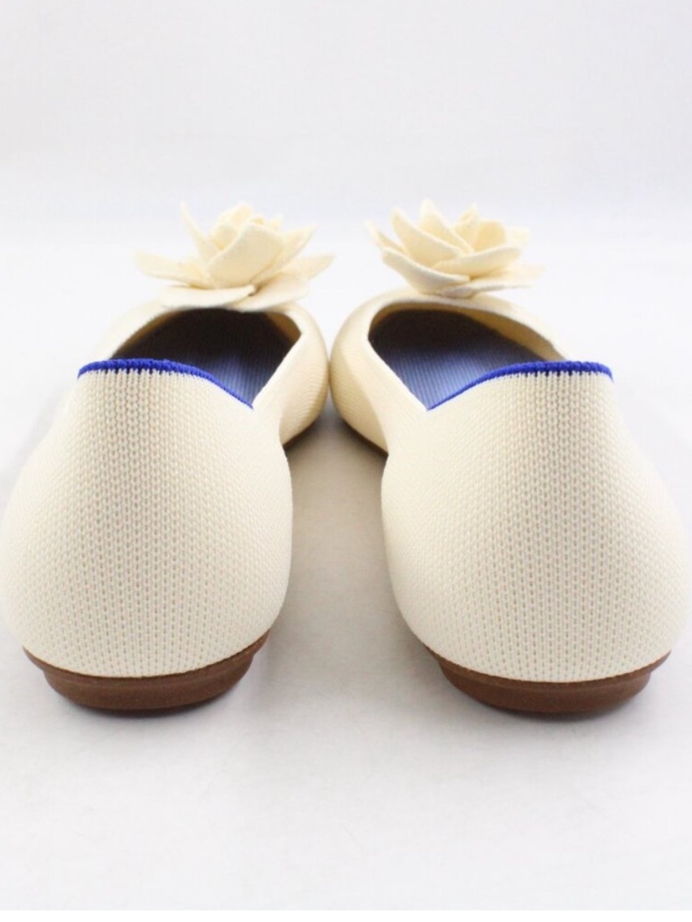 Rothy's Cream Floral Ballet Flats with Blue Insole Trim - Picture 3 of 5